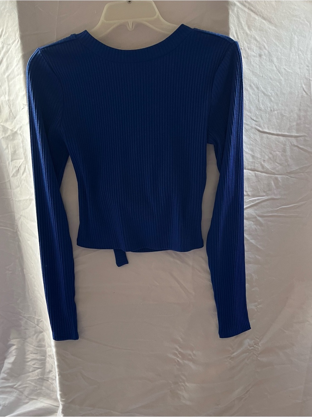 Forever 21 Long Sleeve Ribbed Crop Top in Royal Blue